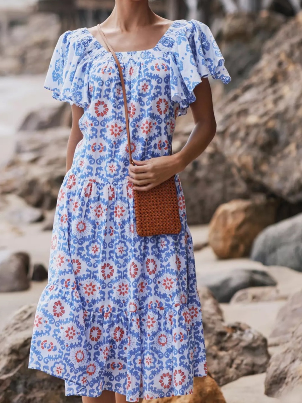 Ro’s Garden Jenna Blue and White Tiered Dress